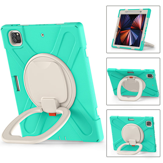 [With Shoulder Strap] Apple iPad Pro 12.9" 3rd/4th/5th/6th Gen 360 Degree Rotation Heavy Duty EVA Kid Friendly Ring Holder Stand Case