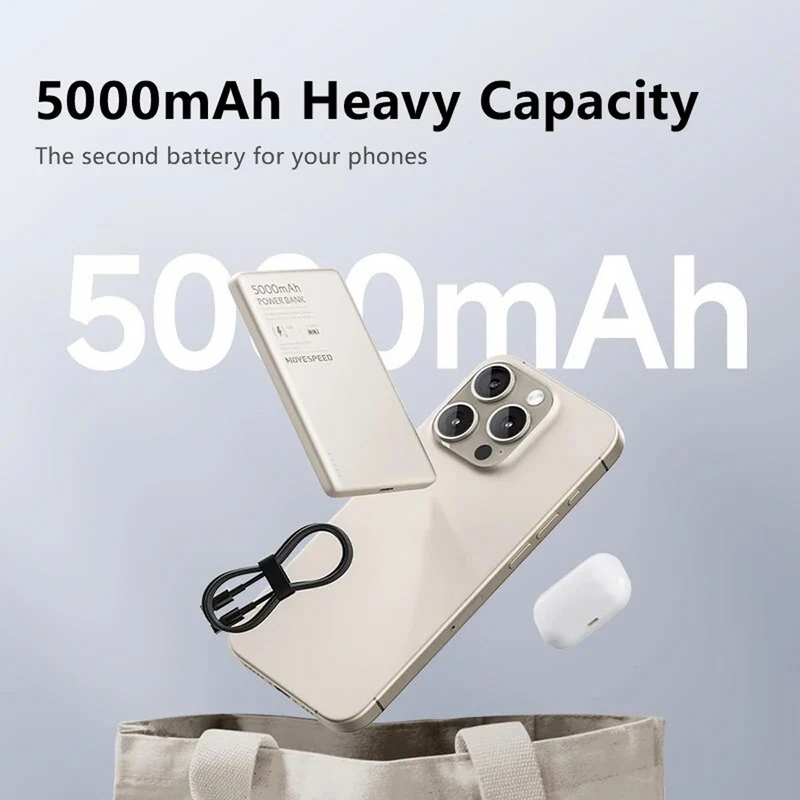 Load image into Gallery viewer, MOVE SPEED S5 Ultra-thin Titanium Magnetic Power Bank 5000mAh PD20W (YSPBS05)
