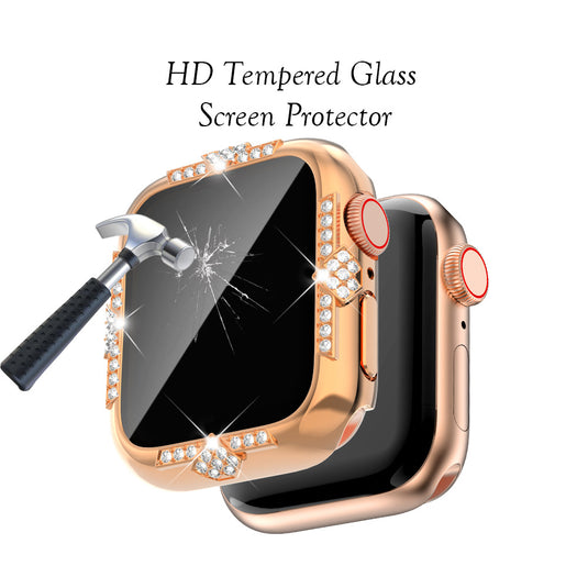 [2 in 1 - Case + Protector] Apple Watch Series 4/5/6/SE/7/8/9 - Fashion Diamond-inlaid Shockproof Frame Case