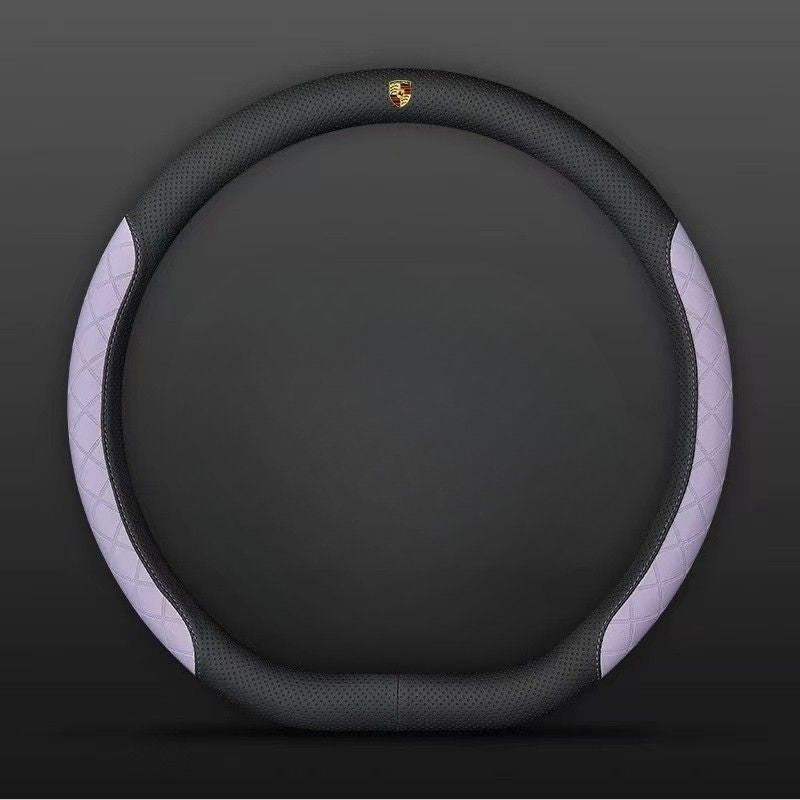 Load image into Gallery viewer, Porsche PU Leather Steering Wheel Cover with Heat-Pressed Embossed Texture For Cayenne, Macan, Panamera, 718, 911, Taycan
