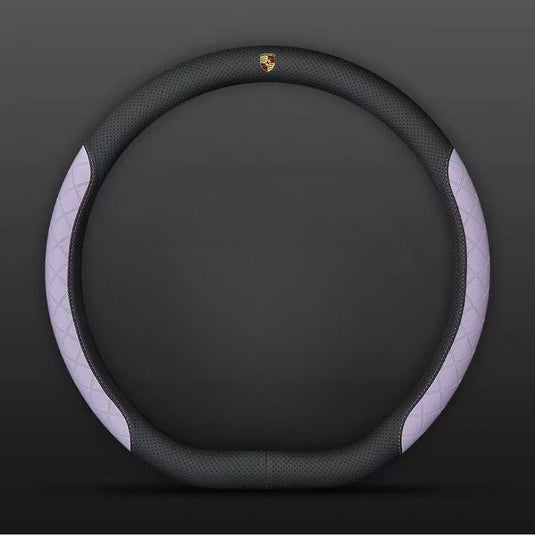 Porsche PU Leather Steering Wheel Cover with Heat-Pressed Embossed Texture For Cayenne, Macan, Panamera, 718, 911, Taycan