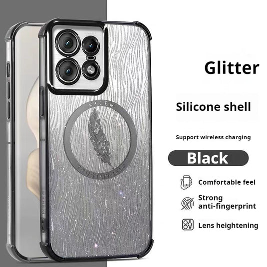 [Built-in Mirror Bracket][Magsafe Compatible] Motorola Moto G54 5G Electroplated Glitter Shockproof Blingbling Series Case