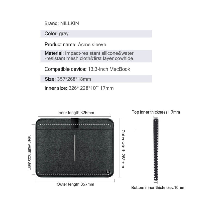 Load image into Gallery viewer, For Apple MacBook 13.3&quot; or Smaller - NILLKIN Acme Sleeve Shockproof Sleeve Bag
