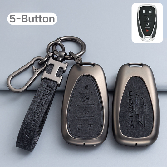 Chevrolet Zinc Alloy + PU Leather Car Key Fob Case Cover For Cavalier, Malibu, Cruze, Trax, Monza, Sail