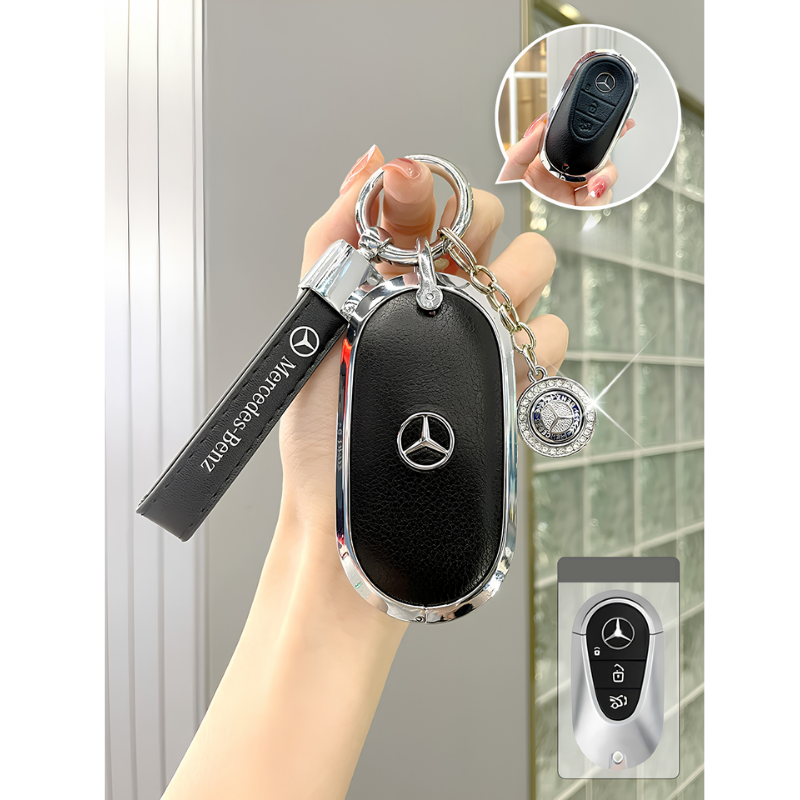 Load image into Gallery viewer, Mercedes Benz Glitter Leather Car Key Fob Case Cover For E300L, C260L, C200, GLB, A200L, S-Class, GLC260, GLE350, GLA - i-Station Mobile Phone &amp; Electronic Device Repair and Accessories
