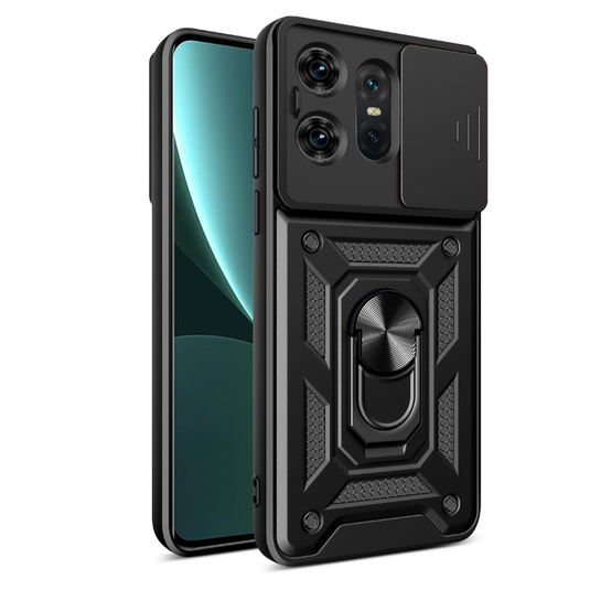 [Built-in Ring Bracket][Slide Lens Cover] Motorola Moto Edge 60 Fusion - Shield Shockproof Rugged Heavy Duty Case