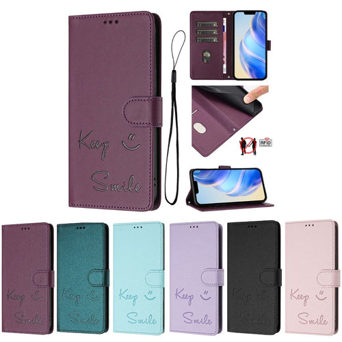 [With Card Slot] OPPO Reno 12 Pro 5G (CPH2629) - Fashion Smile PU Leather Wallet Series Stand Case With Lanyard