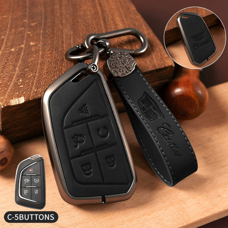 Load image into Gallery viewer, Cadillac Crazy Horse Leather Car Key Fob Case Cover For XT5, XT4, XT6, CT4, CT5, CT6, ATS-L, XTS, TS-L - i-Station Mobile Phone &amp; Electronic Device Repair and Accessories
