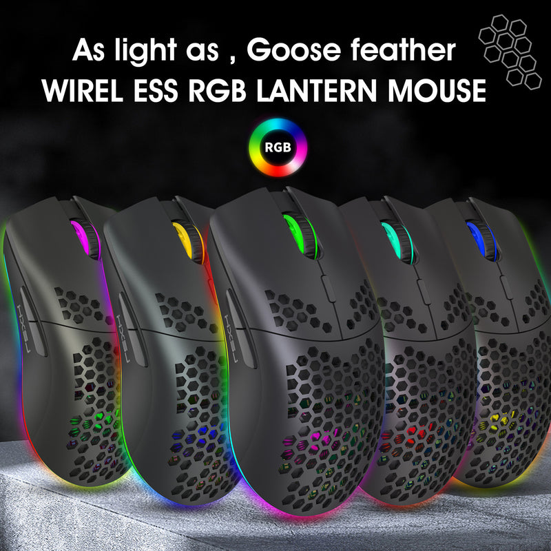 Load image into Gallery viewer, Wireless Lightweight RGB Gaming Mouse With Honeycomb Shell 6 Programmable Buttons
