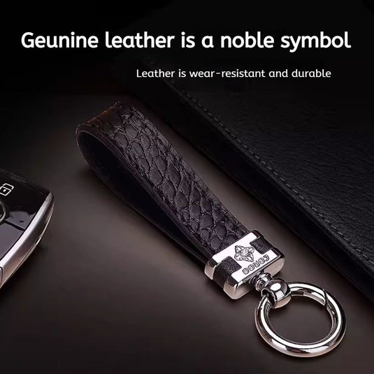 Premium Genuine Leather Keychain Pendant, Refined & Timeless Gift