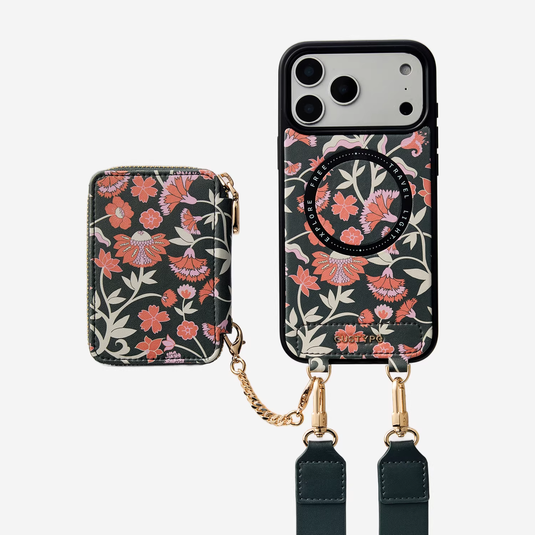 [With Card Slot] Apple iPhone 15/Plus/Pro/Pro Max - Custype Floral Protective Wallet Case with Chain - i-Station Mobile Phone & Electronic Device Repair and Accessories