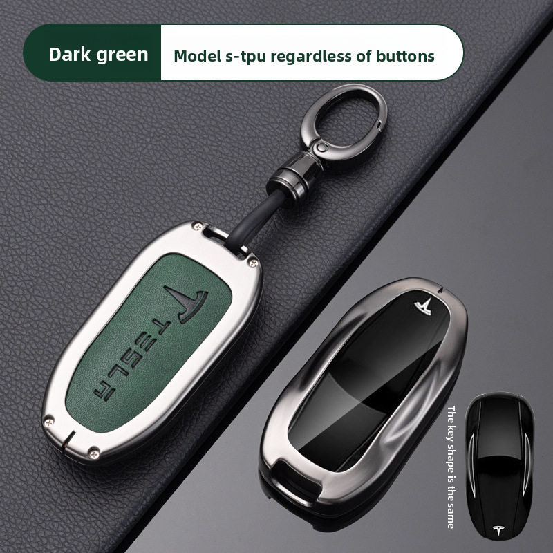 Load image into Gallery viewer, Tesla Full Aluminum Alloy + TPU Film &amp; PU Leather Cover Car Key Fob Case for Model S, Model X - i-Station Mobile Phone &amp; Electronic Device Repair and Accessories
