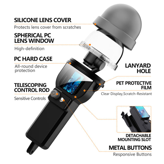 DJI Osmo Pocket 3 Waterproof Housing Case 30m Depth 360° Panoramic Underwater Shooting Cover
