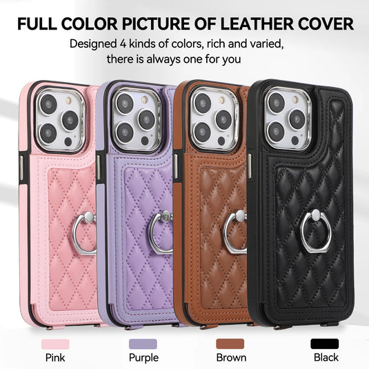 [Built-in Ring Bracket][With Card Slot] Apple iPhone 13/Pro/Pro Max High-End Leather Full Coverage Shockproof Wallet Series Case