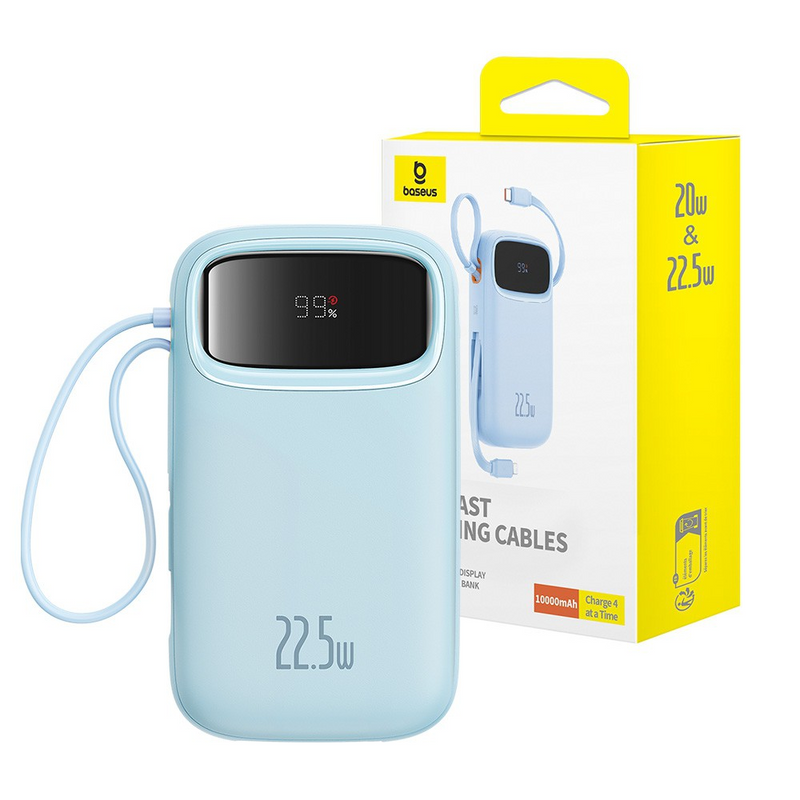 Load image into Gallery viewer, Baseus Qpow2 Dual-Cable Digital Display Fast Charge Power Bank 10000mAh 22.5W
