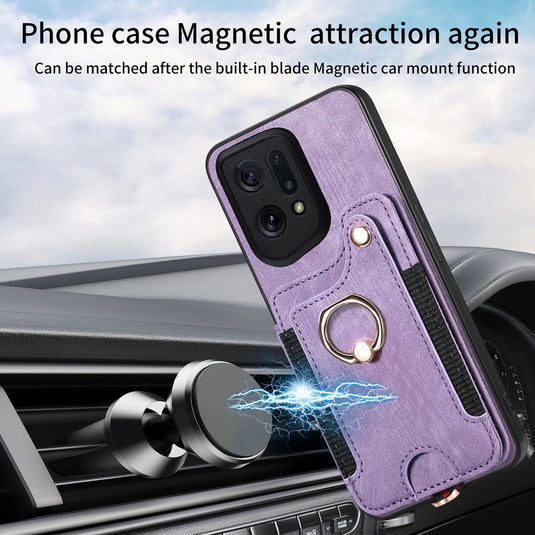 [Built-in Ring Kickstand] OPPO A80 5G - Multi-functional Wallet Stand Shockproof Case With Lanyard