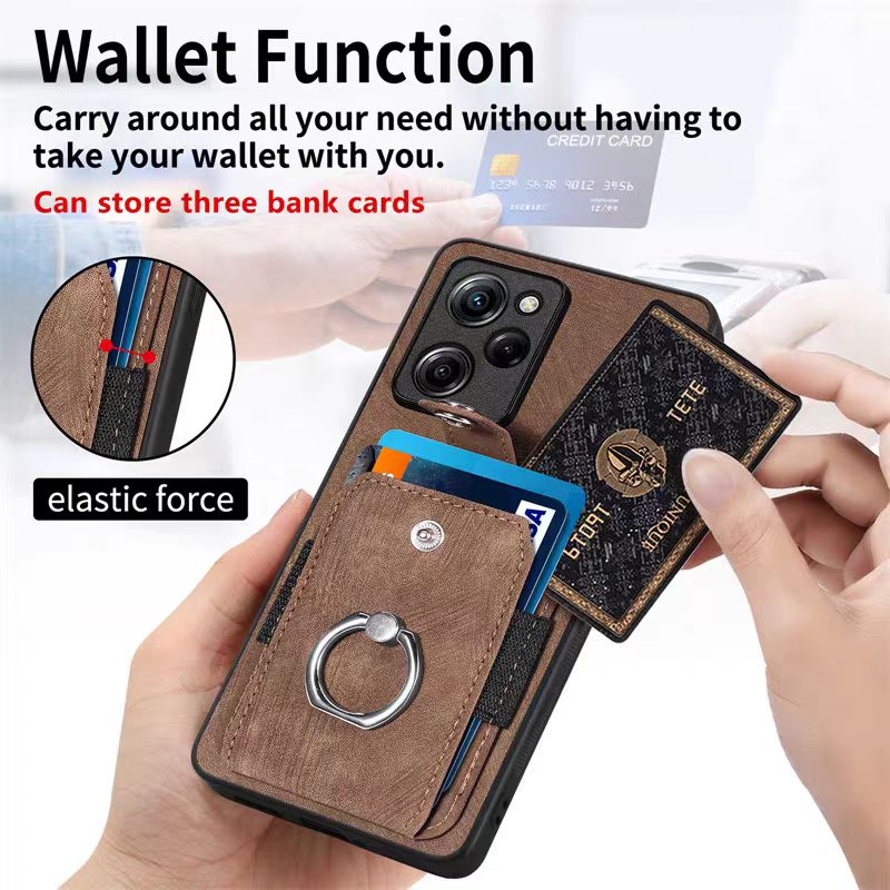 Load image into Gallery viewer, [Built-in Ring Bracket][With Card Solt] OPPO A16K CPH2349 Full-coverage Leather Shockproof Wallet Series Case
