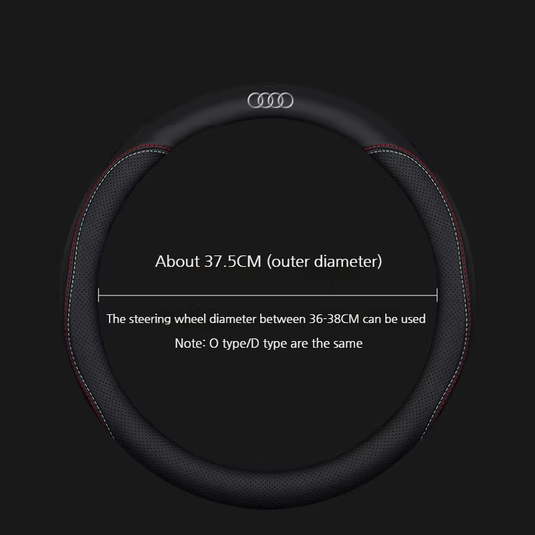 Audi Genuine Leather Breathable Steering Wheel Cover for Q5L, A4L, A6L, A3, A5, A7, A8, Q3, Q7, Q8