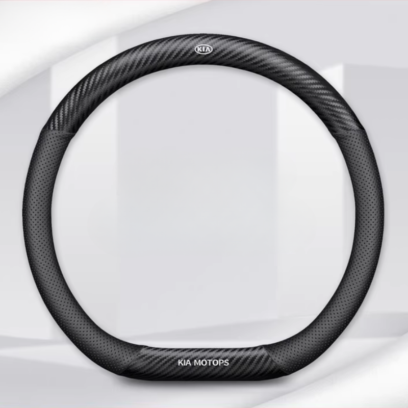 Load image into Gallery viewer, Kia Nappa &amp; Carbon Fiber Car Steering Wheel Covers for K3, K5, K2, Sonet, Sportage, Seltos, KX3, Stonic, K4, KX5, Pegas, EV5

