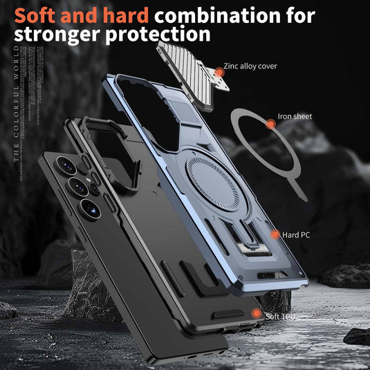 [Built-in Stand & Camera Protector] Samsung Galaxy A16 - Shield Shockproof Rugged Heavy Duty Case