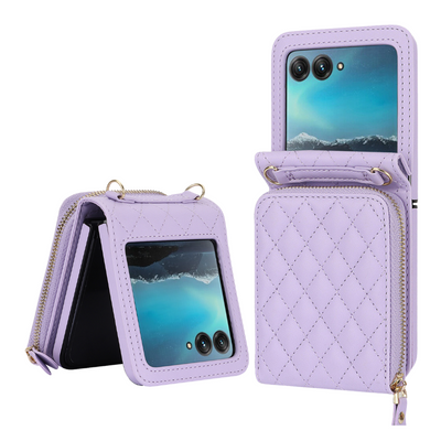 [With Shoulder Strap] [With Card Slot] Motorola Razr 50/Ultra - PU leather Crossbody Wallet Style Shockproof Phone Case - i-Station Mobile Phone & Electronic Device Repair and Accessories