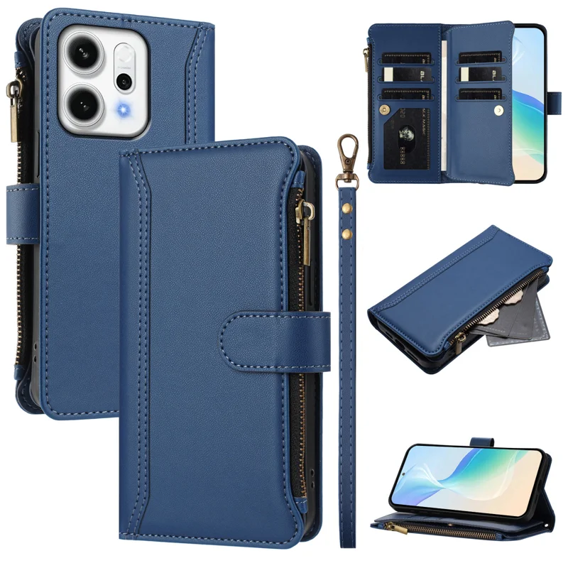 Load image into Gallery viewer, [With Card Slot] OPPO Reno14 &amp; Pro - Multifunctional Flip Phone Case With Magnetic Closure &amp; Wrist Strap
