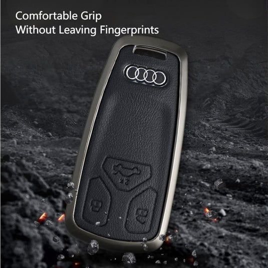 Audi Zinc Alloy + Leather Car Key Fob Case Cover For A4, A5, A6,A7, Q5, Q7, Q8 - i-Station Mobile Phone & Electronic Device Repair and Accessories