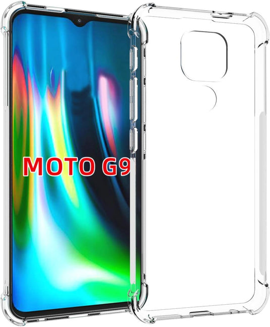 Motorola Moto G9/Moto G9 Play/Moto E7 Plus - AirPillow Cushion Transparent Soft Clear TPU Four Corners Protective Case With 2PC 9H Tempered Glass Screen Protector