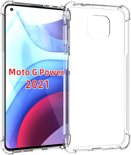 Motorola Moto G Power 2021 - AirPillow Cushion Transparent Soft Clear TPU Four Corners Protective Case With 2PC 9H Tempered Glass Sreen Protector