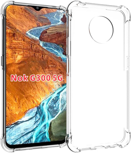 Nokia G300 - AirPillow Cushion Transparent Soft Clear TPU Four Corners Protective Case With 2PC 9H Tempered Glass Screen Protector