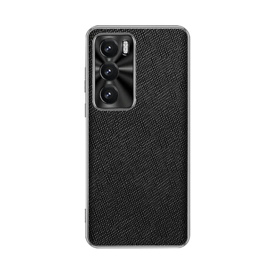 OPPO Reno12/Pro - Silver Edge Cross Texture PU Leather Phone Case