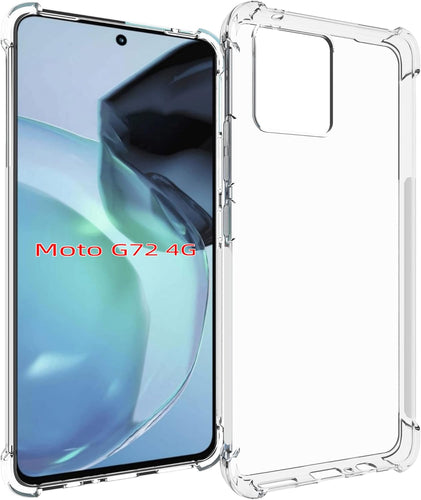 Motorola Moto G72 - AirPillow Cushion Transparent Soft Clear TPU Four Corners Protective Case With 2PC 9H Tempered Glass Sreen Protector