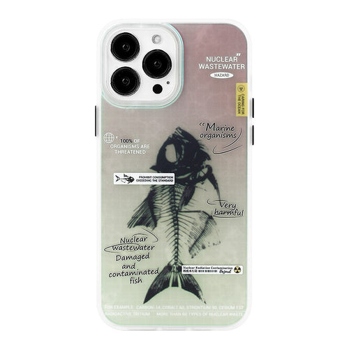 Apple iPhone 14/Pro/Pro Max fishbone specimen design style with laser engraving technique Shockproof Fashion Series Case