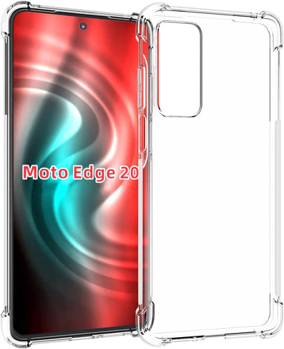 Motorola Moto Edge 20 - AirPillow Cushion Transparent Soft Clear TPU Four Corners Protective Case With 2PC 9H Tempered Glass Screen Protector