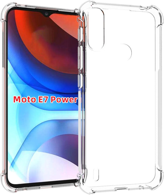 Motorola Moto E7 i Power / E7 Power - AirPillow Cushion Transparent Soft Clear TPU Four Corners Protective Case With 2PC 9H Tempered Glass Screen Protector