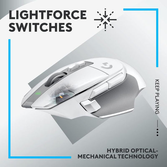 Logitech G G502 X Lightspeed Wireless Gaming Mouse - Optical Mouse with LIGHTFORCE Hybrid Optical-Mechanical switches, Hero 25K Gaming Sensor, Compatible with PC - macOS/Windows