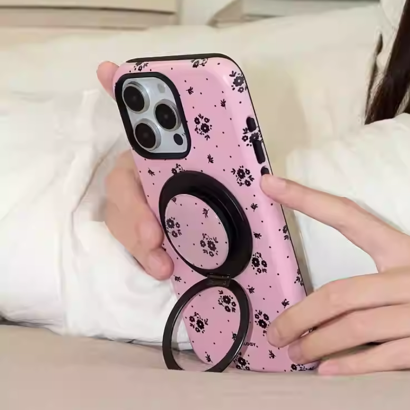 Load image into Gallery viewer, [Magsafe Compatible] Apple iPhone 17/Pro/Max - Ditsy Floral Design 2-in-1 Shockproof Phone Case with Stand
