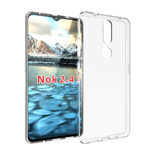 Nokia 2.4 - AirPillow Cushion Transparent Soft Clear TPU Four Corners Protective Case With 2PC 9H Tempered Glass Screen Protector