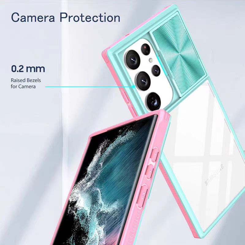 Load image into Gallery viewer, [With Slide Len Cover] Samsung Galaxy S24 SM-S921/Plus SM-S926/Ultra SM-S928 Transparent Shockproof Phone Essentials Series Case
