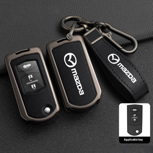 Mazda Zinc Alloy Leather Folding Key Case For Mazda 2, 3, 5, 6, CX-5, CX-7, CX-9, RX-8, MX-5