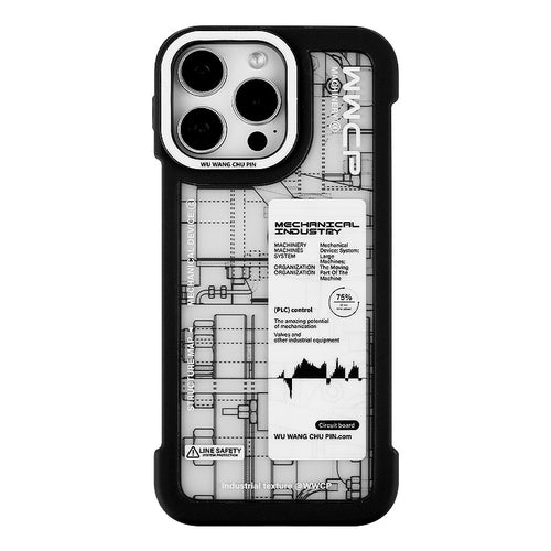 Apple iPhone 16/Pro/ Pro Max borderless mechanical designer blueprint design style Shockproof Fashion Series Case