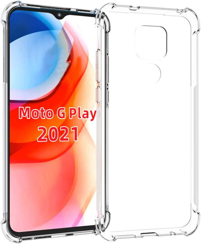 Motorola Moto G Play 2021 - AirPillow Cushion Transparent Soft Clear TPU Four Corners Protective Case With 2PC 9H Tempered Glass Sreen Protector