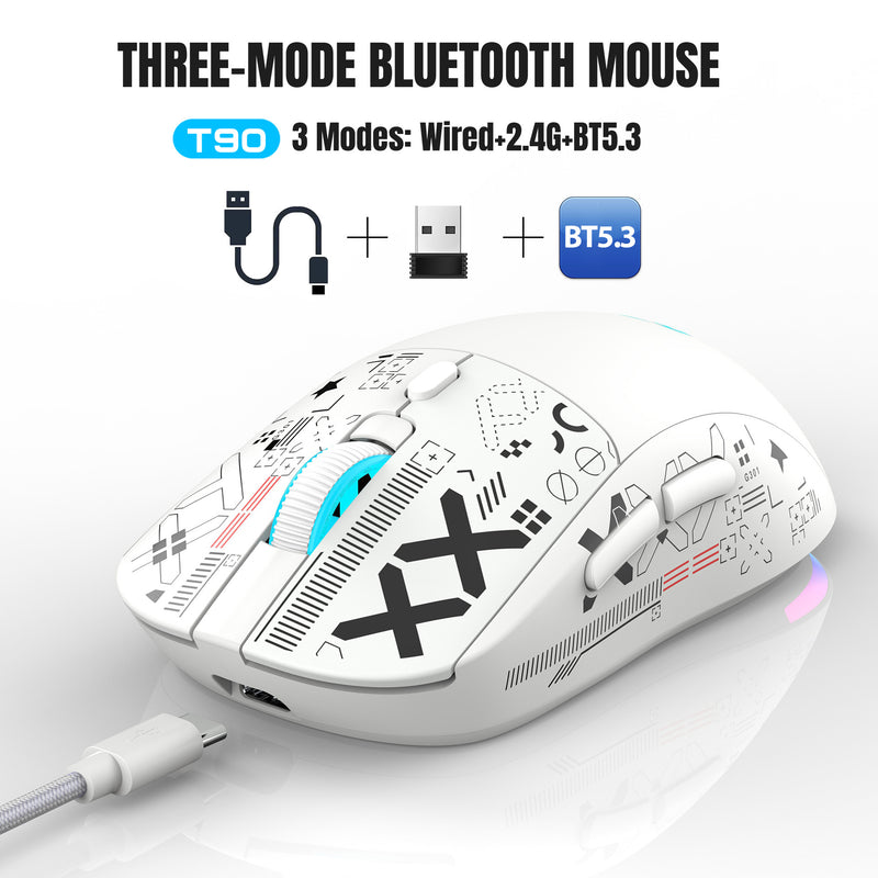 Load image into Gallery viewer, Three-Mode Wireless Bluetooth Mouse Lightweight Noise-Fre 7 Colors RGB Gaming Mouse 3600-DPI
