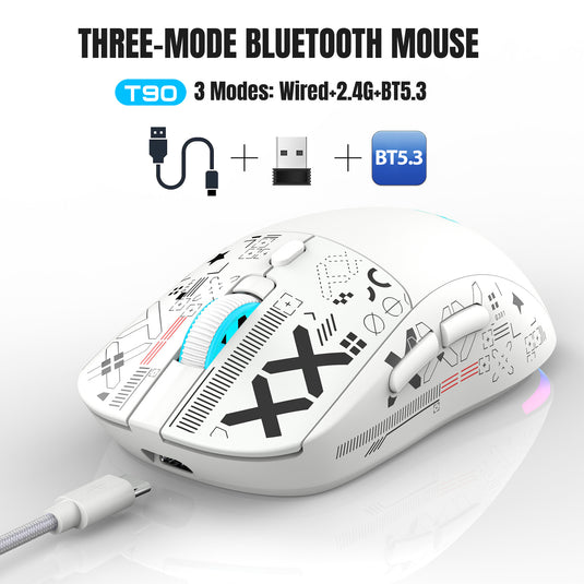 Three-Mode Wireless Bluetooth Mouse Lightweight Noise-Fre 7 Colors RGB Gaming Mouse 3600-DPI