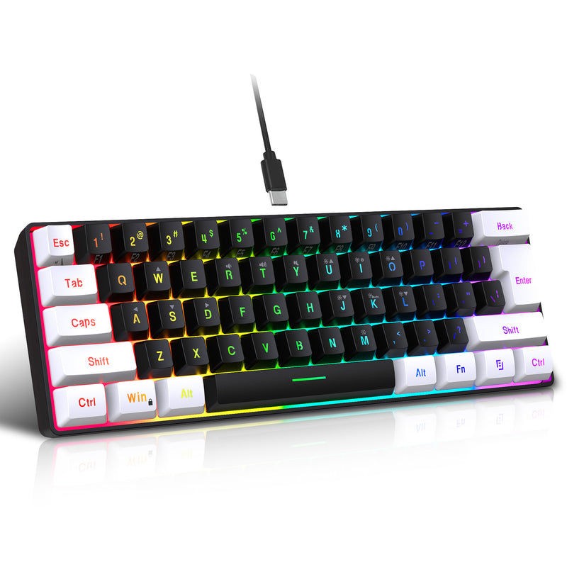 Load image into Gallery viewer, 60% Gaming Keyboard and Mouse 61 Keys RGB Backlit Mini Membrane Keyboard With Black And White Color Block Design, Lightweight Honeycomb Optical, for PC MAC PS5 Xbox Gamer
