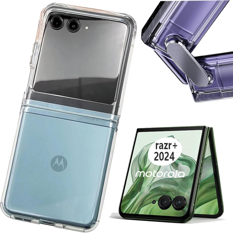 Load image into Gallery viewer, Motorola Moto Razr+ / Razr Plus 2024 - AirPillow Cushion Transparent Soft Clear TPU Case With 2PC 9H Tempered Glass Screen Protector
