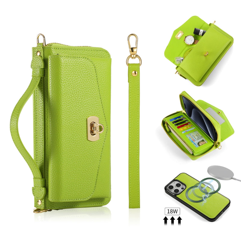 Load image into Gallery viewer, [With Shoulder Strap] [Magsafe Compatible] Apple iPhone 12/Pro/Max - Crossbody Wallet Style Shockproof Phone Case
