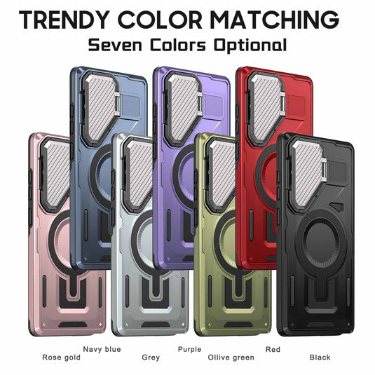 [Built-in Stand & Camera Protector] Samsung Galaxy S25/S25 Plus/S25 Ultra - Shield Shockproof Rugged Heavy Duty Case