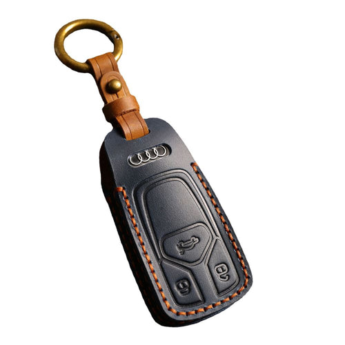 Audi Handcrafted Genuine Leather Car Key Protective Case For A3, A4, A5, A6, A8, Q2, Q5, Q7, Q8, e-tron