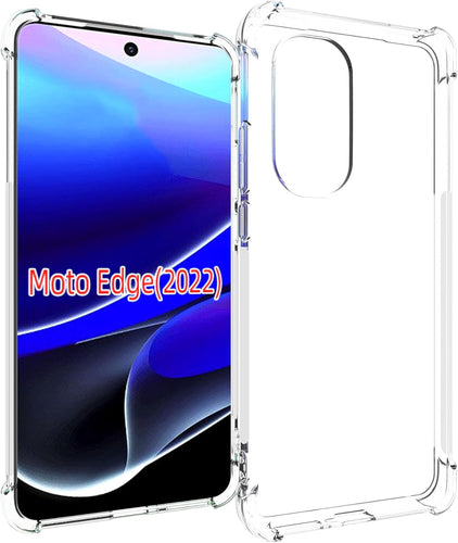 Motorola Moto Edge 2022 - AirPillow Cushion Transparent Soft Clear TPU Four Corners Protective Case With 2PC 9H Tempered Glass Screen Protector